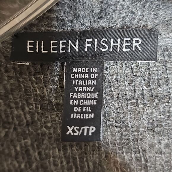 Eileen Fisher Brushed Alpaca Mohair Stripe Cardigan Open-Front Gray Ivory XS - Picture 5 of 8